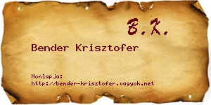 Bender Krisztofer névjegykártya